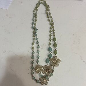 Elegant Green and Gold Floral Necklace
